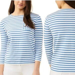 J. McLaughlin Striped Blue and White Sweater